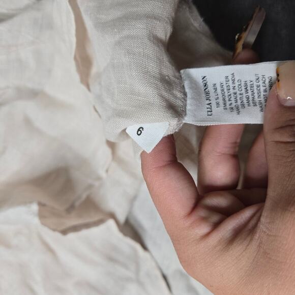 Ulla Johnson Aimee Lace Yoke Linen Blouse Size 6 - Picture 2 of 6